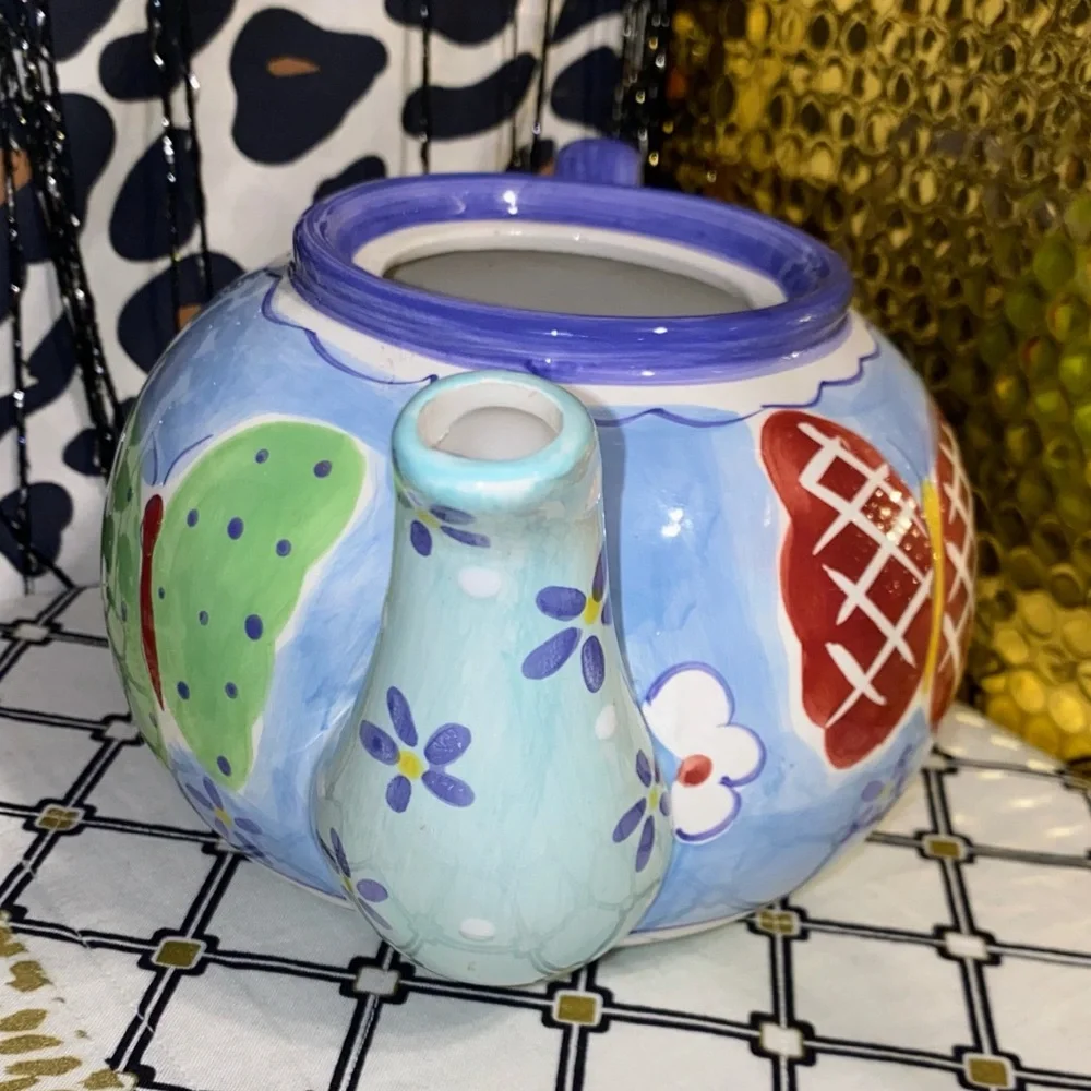 MILSON & LOUIS HAND PAINTED BUTTERFLY TEAPOT